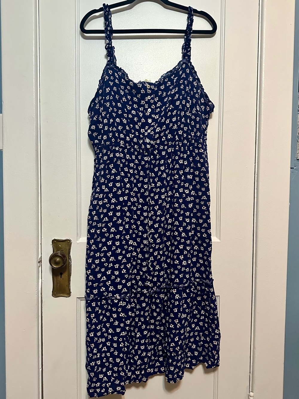 Blue Floral Sundress with Spaghetti Straps